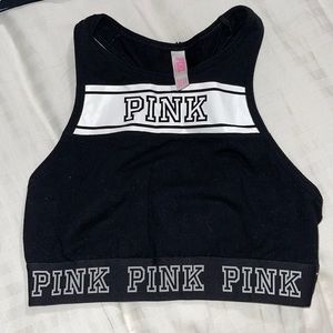 PINK black and white sports bra